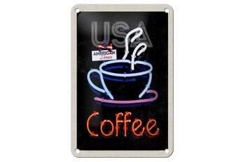 Signe de voyage en étain, 12x18cm, USA, Amérique, café, thé, gâteau, signe de vacances 1