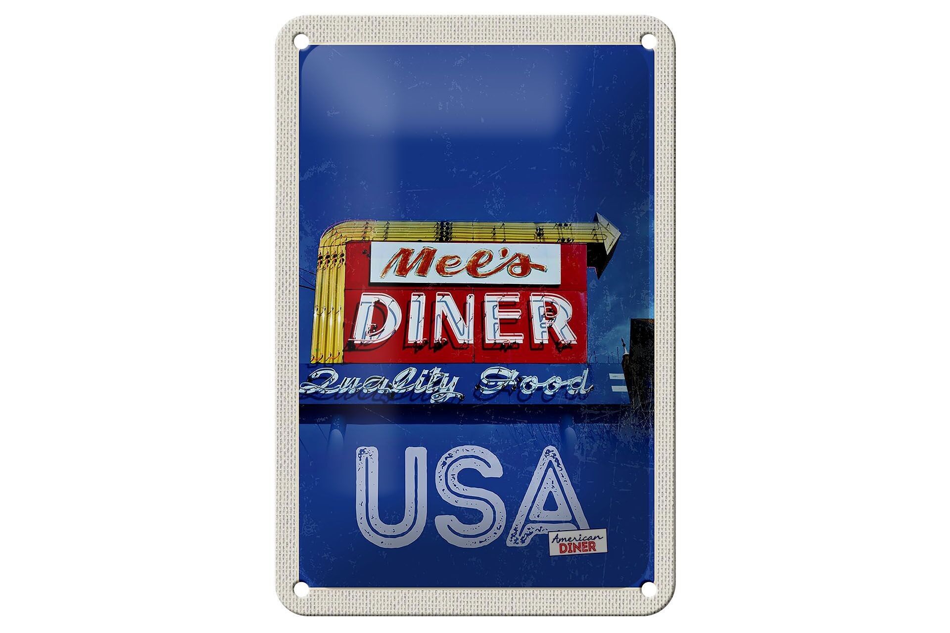 Targa in metallo da viaggio 12x18 cm America Sea Diner Restaurant Court Sign