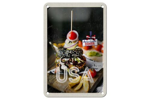 Blechschild Reise 12x18cm Amerika Burger Fast Food Gerichte Schild