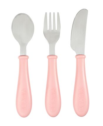 BEABA, Set de 3 couverts inox old pink 1