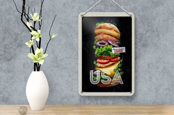 Panneau de voyage en étain 12x18cm, panneau de peinture de tomates de hamburger américain et américain 4