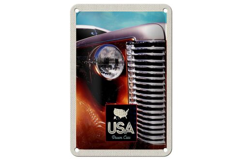 Blechschild Reise 12x18cm USA Amerika Auto braun Oldtimer Schild