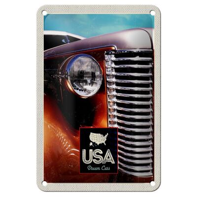 Blechschild Reise 12x18cm USA Amerika Auto braun Oldtimer Schild