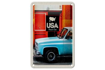 Panneau de voyage en étain, 12x18cm, Vintage, voitures Dram américaines, signe américain bleu 1