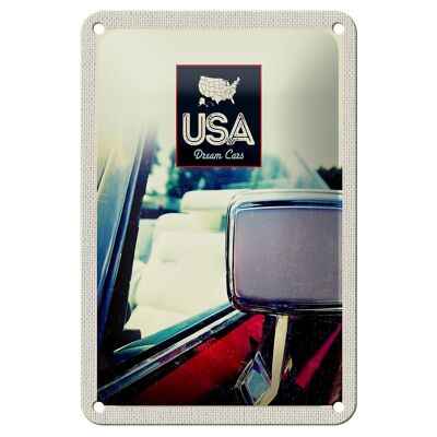 Tin sign travel 12x18cm America vehicle mirror red painting sign