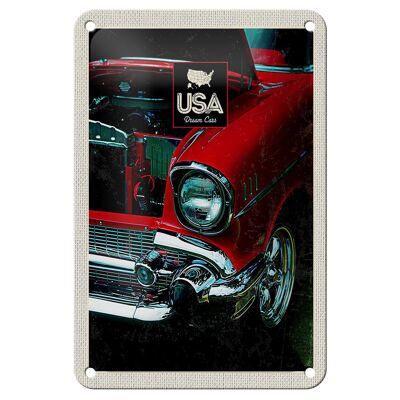 Blechschild Reise 12x18cm Amerika Oldtimer 90er rot Urlaub Schild