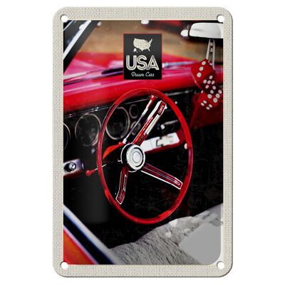 Blechschild Reise 12x18cm Amerika Oldtimer USA Rot Würfel Dekoration