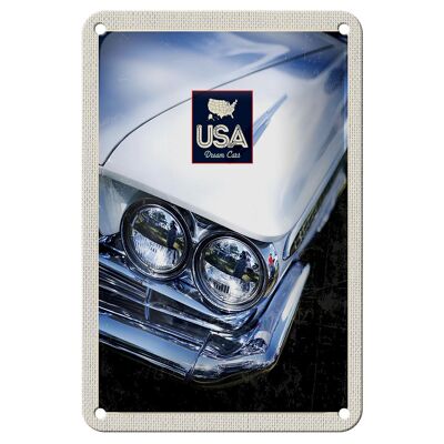 Targa in metallo da viaggio 12x18 cm America Auto d'epoca Decorazione bianca per auto da sogno