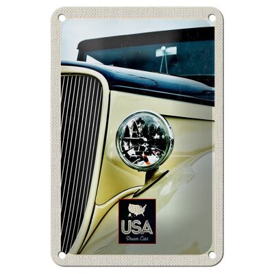 Targa in metallo da viaggio 12x18 cm America Vintage Car Beige Lamp Holiday Sign