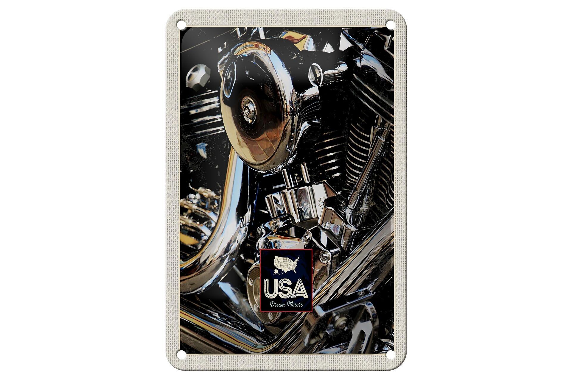 Targa in metallo da viaggio 12x18 cm America vintage auto argento motore anni '90