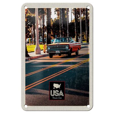 Targa in metallo da viaggio 12x18 cm America Vintage Car Street Convertible Red Sign