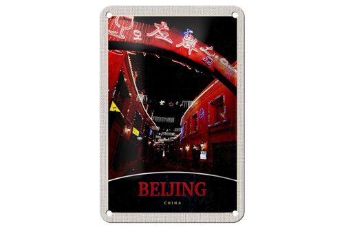 Blechschild Reise 12x18cm China Asien Beijing Stadt Weihnachten Schild