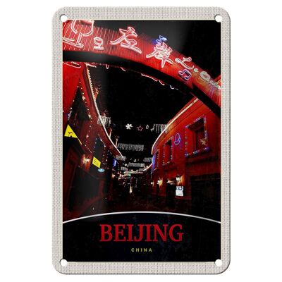 Blechschild Reise 12x18cm China Asien Beijing Stadt Weihnachten Schild