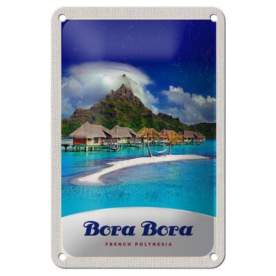 Targa in metallo da viaggio 12x18 cm Bora Bora Island Vacation Sun Beach Sign