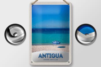 Panneau de voyage en étain, 12x18cm, Antigua, île des caraïbes, signe de plage 2