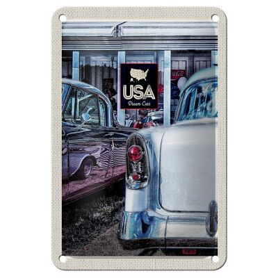 Blechschild Reise 12x18cm Amerika Oldtimer 90er silber Dram Cars Schild