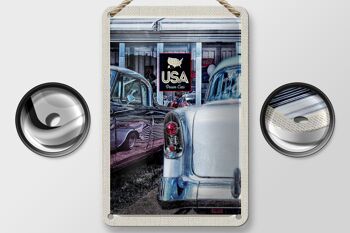 Panneau de voyage en étain 12x18cm, panneau de voitures Dram en argent Vintage américain des années 90 2