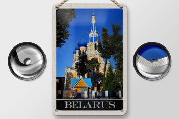Panneau de voyage en étain, 12x18cm, biélorussie, Europe, Architecture, bleu, Beige 2