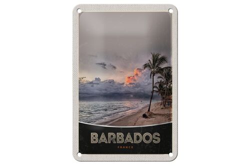 Blechschild Reise 12x18cm Barbados Strand Meer Unwetter Urlaub Schild