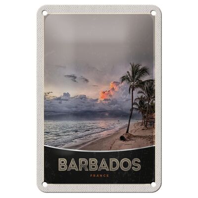 Cartel de chapa de viaje, 12x18cm, Barbados, playa, mar, tormenta, cartel de vacaciones