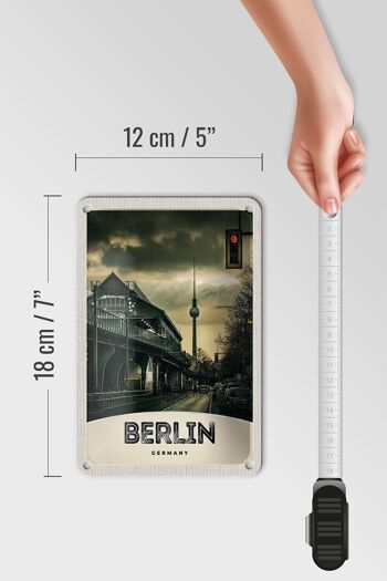 Panneau de voyage en étain, 12x18cm, tour de télévision de Berlin, allemagne, signe des années 90 5