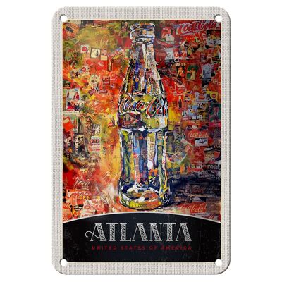 Blechschild Reise 12x18cm Atlanta Amerika Coca Cola Gemälde Schild