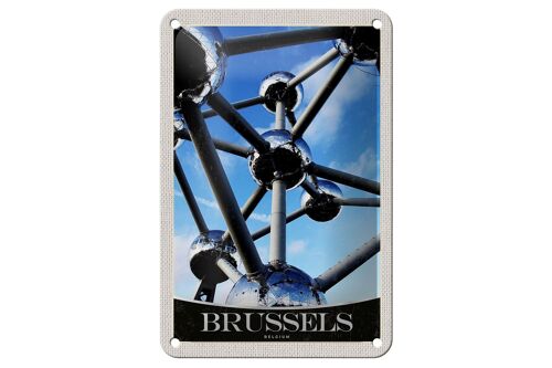 Blechschild Reise 12x18cm Brüssel Belgien Atomium Chemie Urlaub Schild