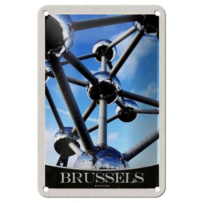 Blechschild Reise 12x18cm Brüssel Belgien Atomium Chemie Urlaub Schild
