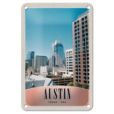 Blechschild Reise 12x18cm Austin Texas Amerika Hochhaus Gebäude Schild