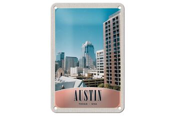 Panneau de voyage en étain, 12x18cm, Austin Texas America, panneau de bâtiment de grande hauteur 1