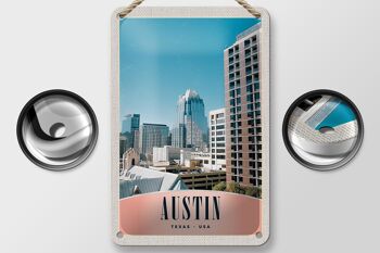 Panneau de voyage en étain, 12x18cm, Austin Texas America, panneau de bâtiment de grande hauteur 2