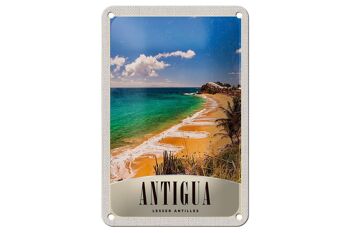 Panneau de voyage en étain, 12x18cm, Antigua, plage des caraïbes, mer, vacances 1