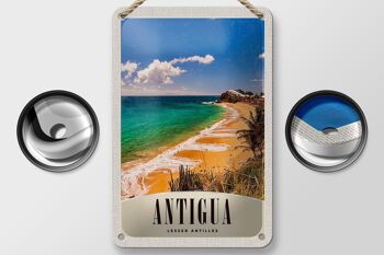 Panneau de voyage en étain, 12x18cm, Antigua, plage des caraïbes, mer, vacances 2
