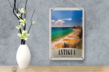 Panneau de voyage en étain, 12x18cm, Antigua, plage des caraïbes, mer, vacances 4