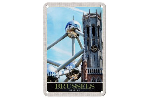 Blechschild Reise 12x18cm Belgien Brüssel Europa Atomium Urlaub Schild