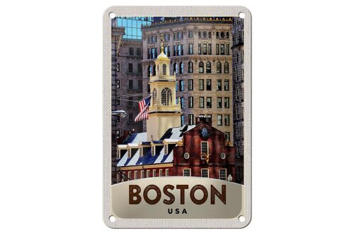 Blechschild Reise 12x18cm Amerika USA Boston Architektur Schild