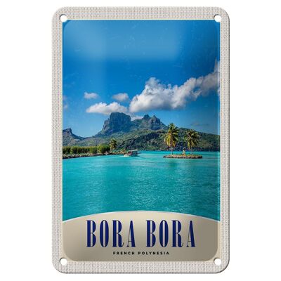 Targa in metallo da viaggio 12x18 cm Isola di Bora Bora Francia Polinesia