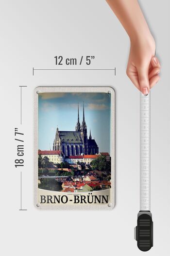 Panneau de voyage en étain, 12x18cm, Brno-Brünn, république tchèque, panneau d'église de ville 5