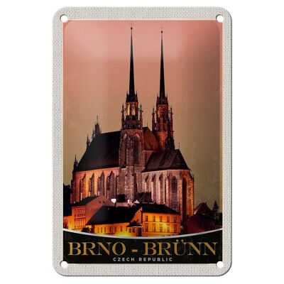 Cartel de chapa de viaje, 12x18cm, Brno-Brünn, República Checa, señal de visión