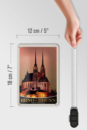Panneau de voyage en étain, 12x18cm, Brno-Brünn, république tchèque, panneau de vue 5