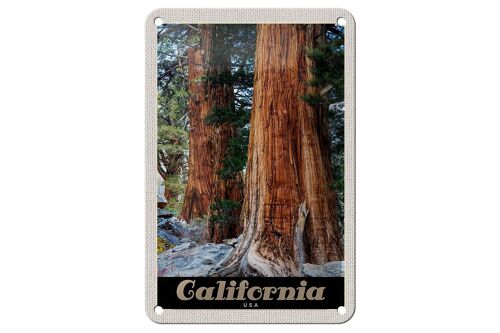 Blechschild Reise 12x18cm California Amerika Natur Wald Bäume Schild