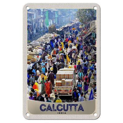 Targa in metallo da viaggio 12x18 cm Calcutta India 4