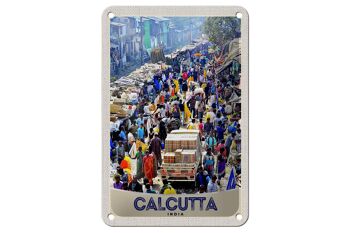 Plaque en étain Voyage 12x18cm Calcutta Inde 4 1