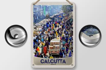 Plaque en étain Voyage 12x18cm Calcutta Inde 4 2