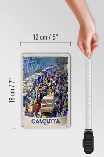 Plaque en étain Voyage 12x18cm Calcutta Inde 4 5