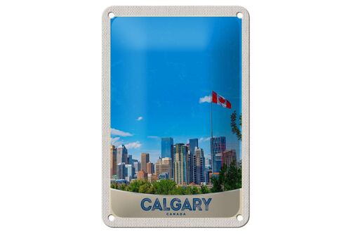 Blechschild Reise 12x18cm Calgary Kanada Stadt Flagge Urlaub Schild