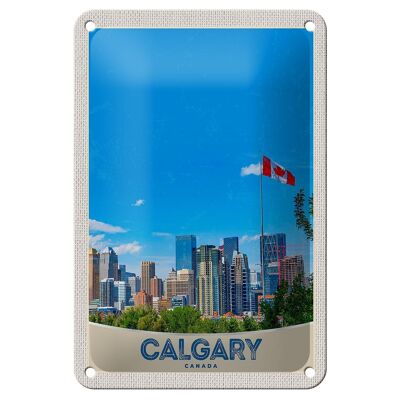 Targa in metallo da viaggio 12x18 cm Calgary Canada City Flag Holiday Sign