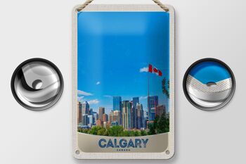 Panneau de voyage en étain, 12x18cm, drapeau de la ville de Calgary, Canada, signe de vacances 2