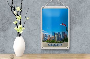 Panneau de voyage en étain, 12x18cm, drapeau de la ville de Calgary, Canada, signe de vacances 4