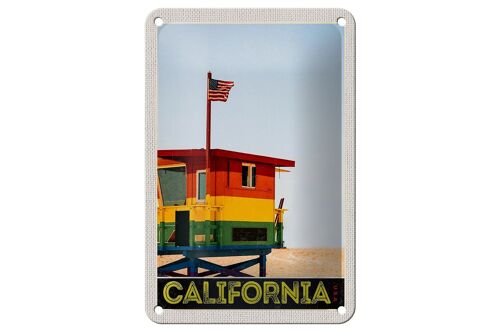 Blechschild Reise 12x18cm California Amerika Küste Strand Meer Schild